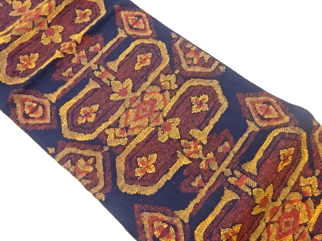 手織り真綿紬抽象模様織出し名古屋帯